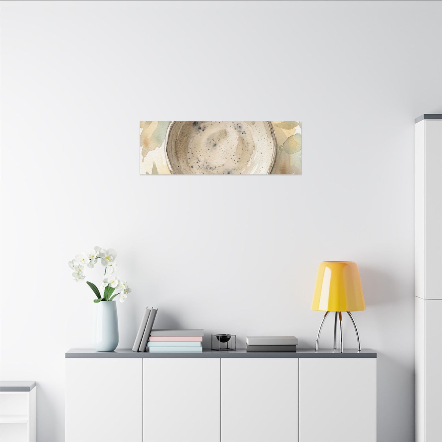 Ceramic Bowl Watercolor Canvas Art | Warm Japandi Art