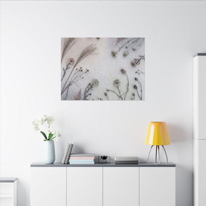 Dried Flowers Japanese Pattern Canvas Art | Elegant Japandi Art