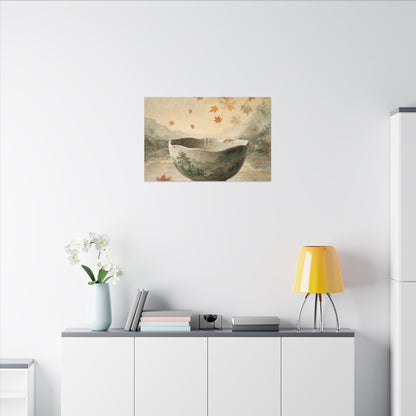 Autumn Ceramic Bowl Watercolor Canvas Art | Cozy Decor