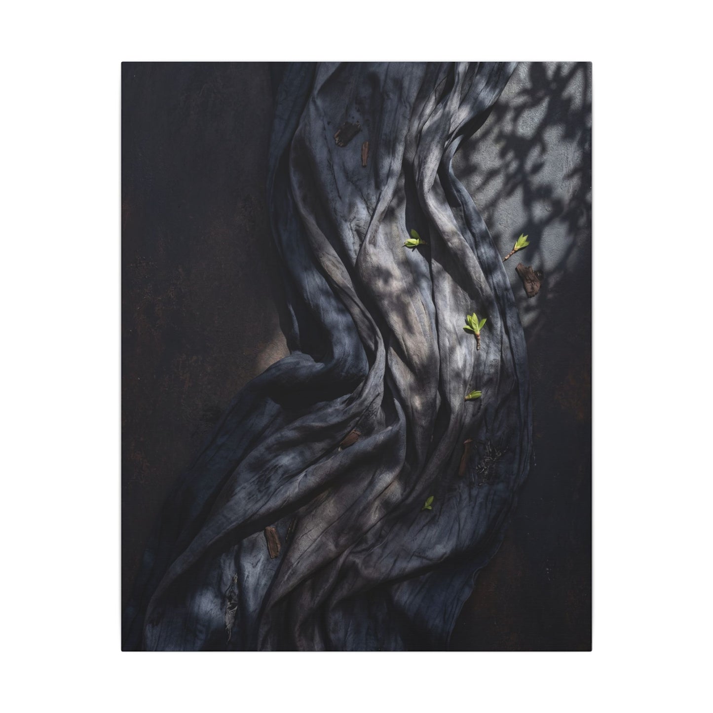 Seijaku Silk Drape Canvas Art - Dark Japandi Dark Texture