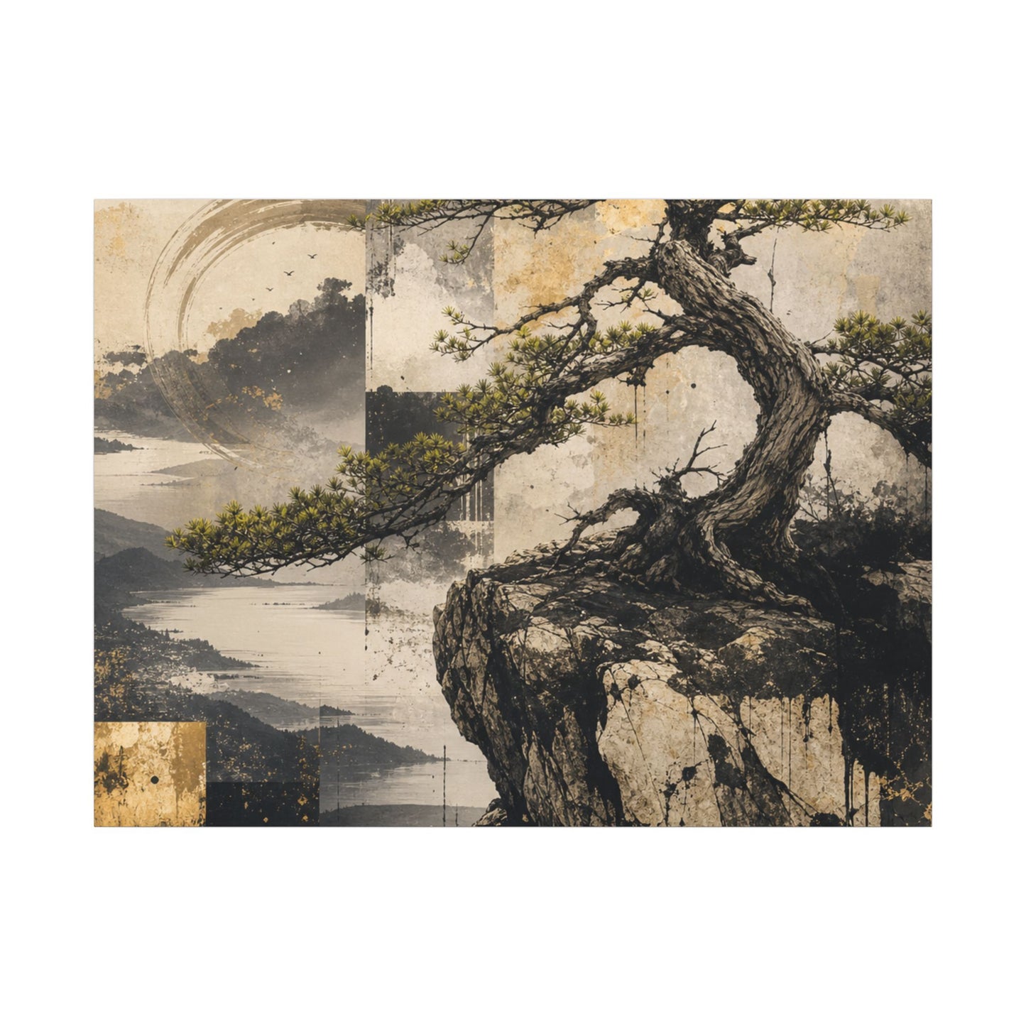 Golden Hour Pine Tree Canvas Art - Japandi Datsuzoku