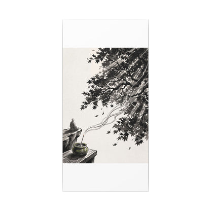 Serene Incense Smoke Canvas Art - Ukiyo E Inspired Zen