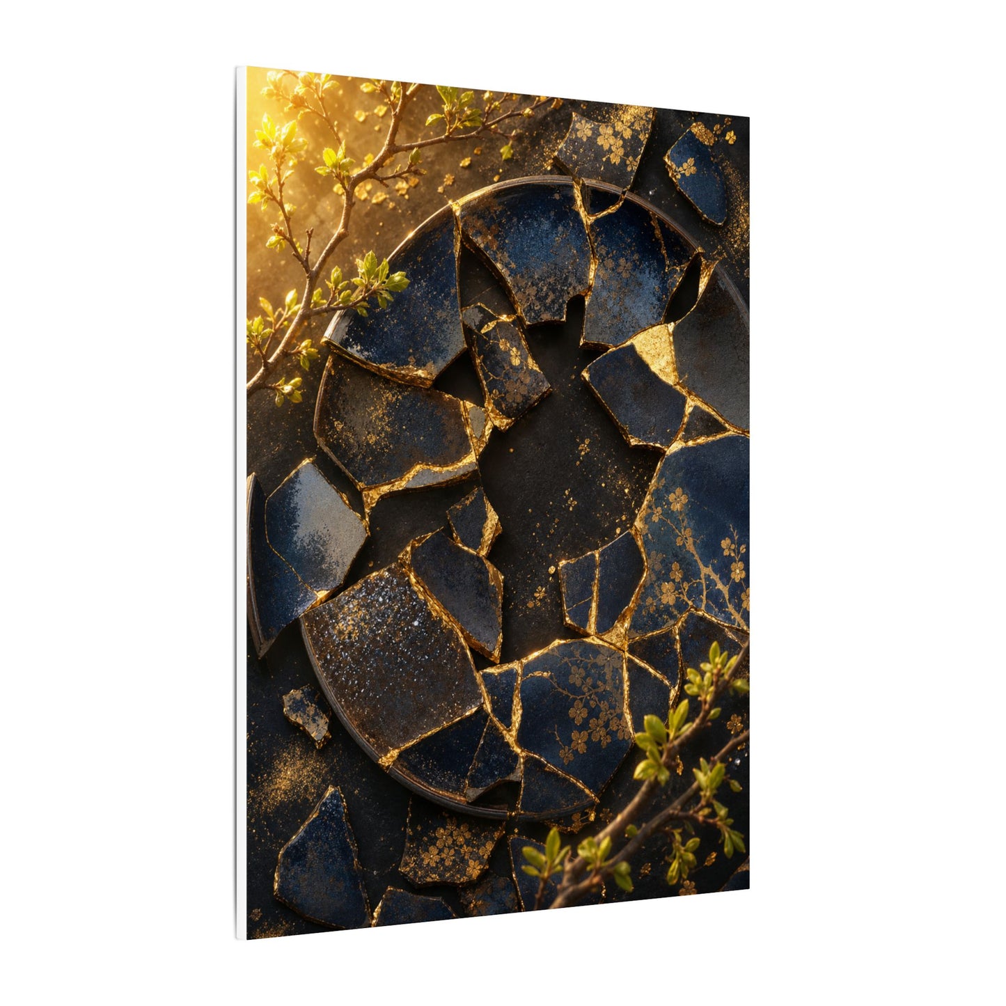 Golden Hour Broken Pottery Canvas Art - Kintsugi Ma