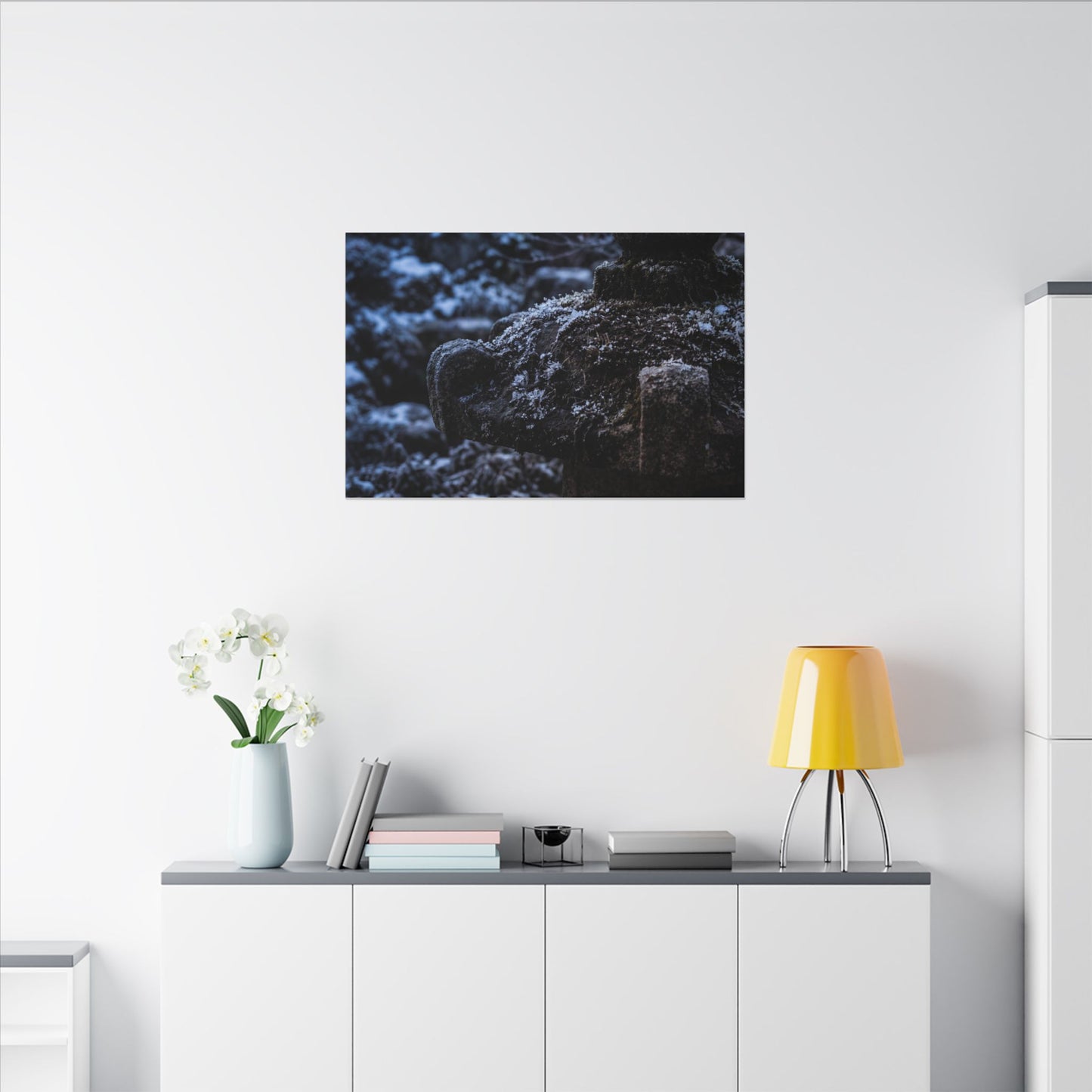 Moody Stone Lantern Canvas Art - Shadow Zen Dark Japandi