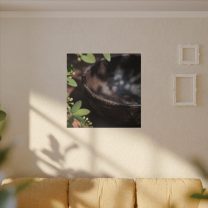 Ceramic Bowl Shadow Zen Canvas Art | Moody Dark Japandi Art