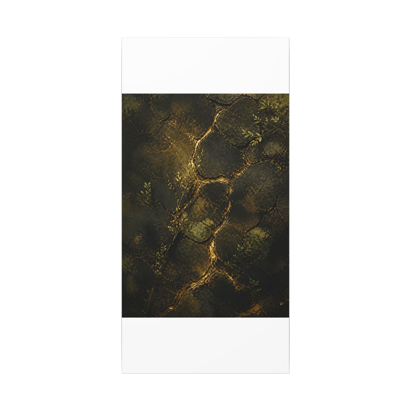 Shibui Cracked Earth Canvas Art - Dark Japandi Dark Texture