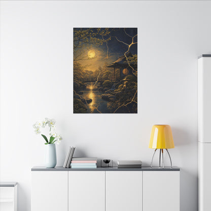 Spring Moonlit Garden Gold Vein Canvas Art | Resilient Decor