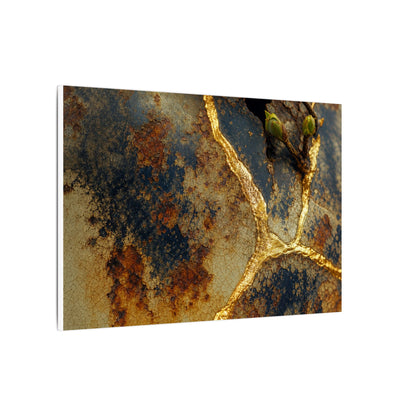 Datsuzoku Rust Patina Canvas Art - Kintsugi Crackle Gold