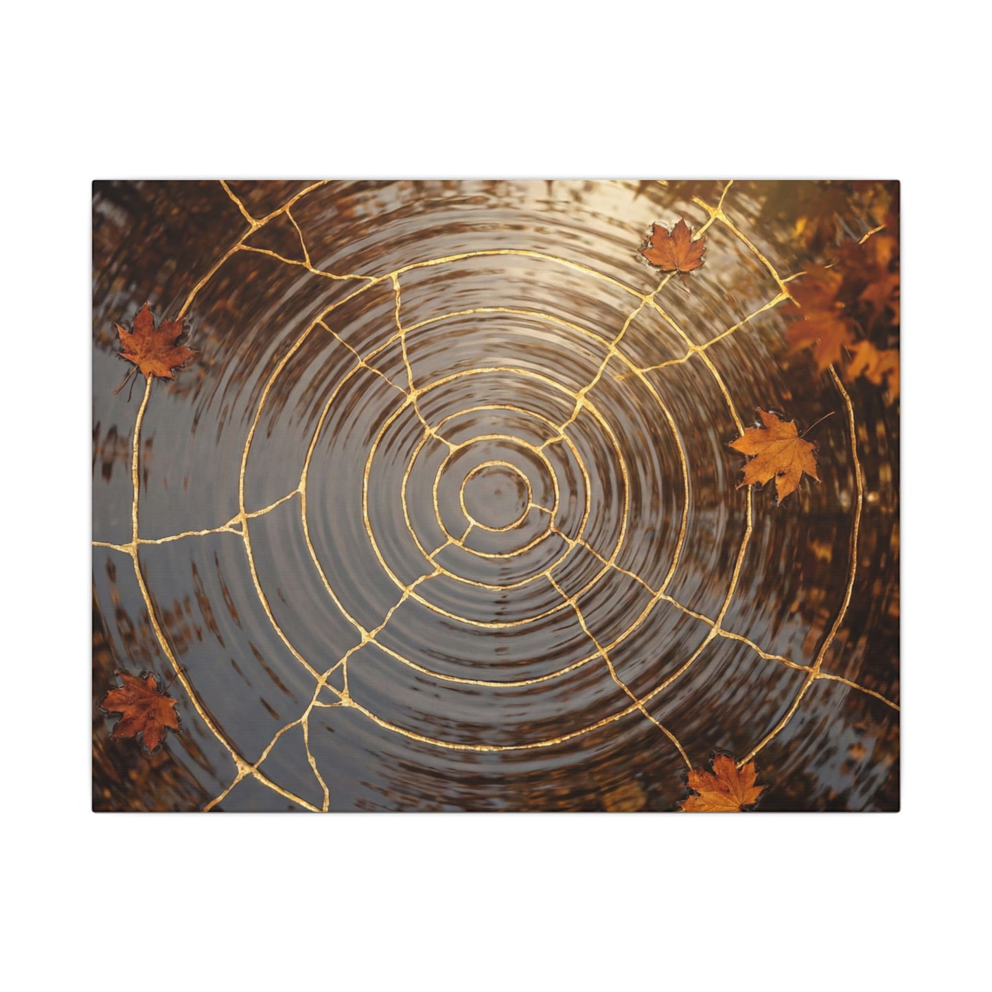 Artful Water Ripple Canvas Art - Gold Vein Kintsugi Art Print