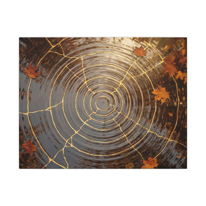 Artful Water Ripple Canvas Art - Gold Vein Kintsugi Art Print