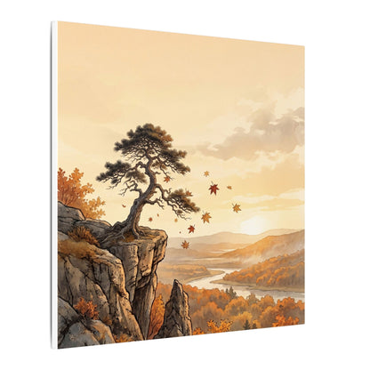 Pine Tree Autumn Canvas Art | Japandi Warm Design