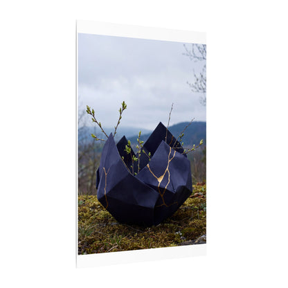 Paper Fold Canvas Art | Spring Kintsugi Gold Repair Art