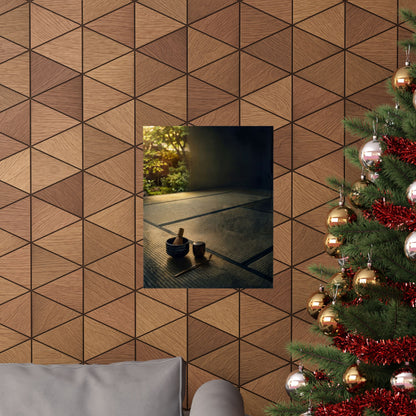Dark Japandi Tea Ceremony in Golden Hour | Dark Texture Wall Art Print