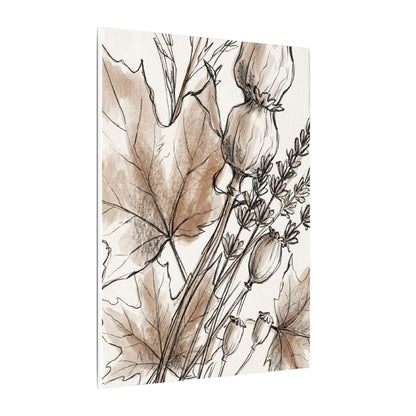 Neutral Dried Flowers Canvas Art - Minimal Line Japandi
