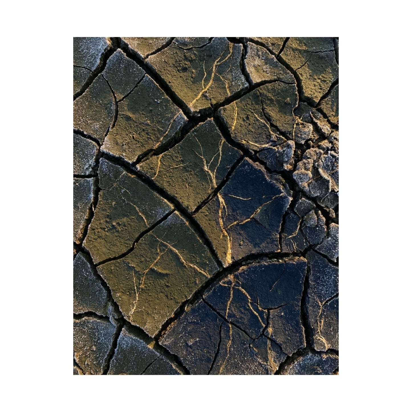 Kanso Cracked Earth Wall Art Print - Dark Japandi Moody Minimal