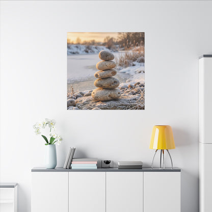 Ma River Stones Canvas Art - Japandi Japanese Pattern
