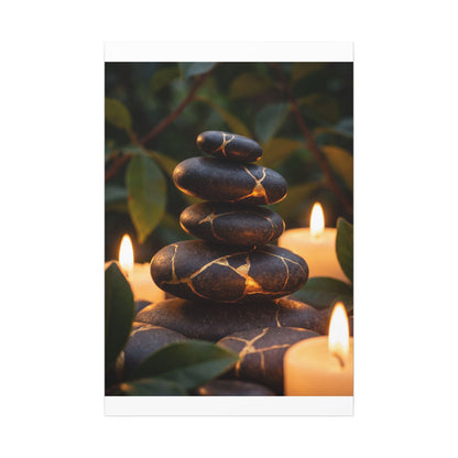 Summer River Stones Gold Vein Canvas Art | Philosophical Decor