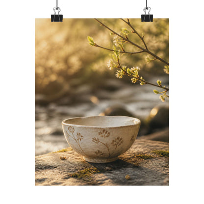 Spring Ceramic Bowl Japanese Pattern Wall Art Print | Warm Decor