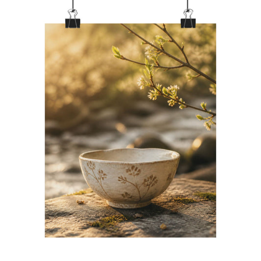Spring Ceramic Bowl Japanese Pattern Wall Art Print | Warm Decor