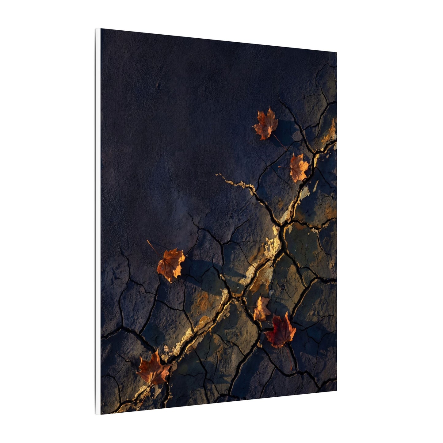 Cracked Earth Canvas Art | Autumn Dark Japandi Dark Texture Art