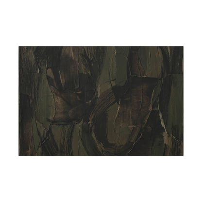 Mixed Media Dark Japandi Textured Canvas Art | Mixed Media Dark Texture Art Print