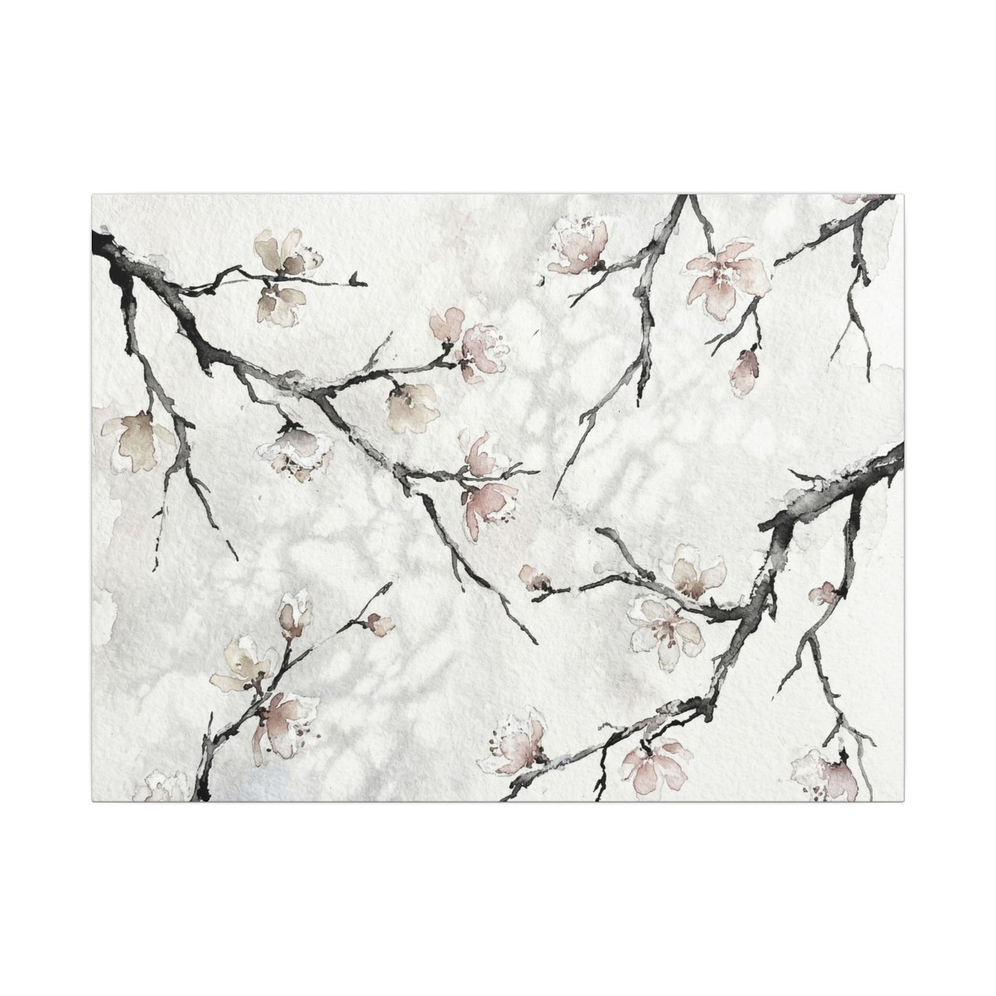 Cherry Blossom Canvas Art | Winter Japandi Watercolor Art Art Print