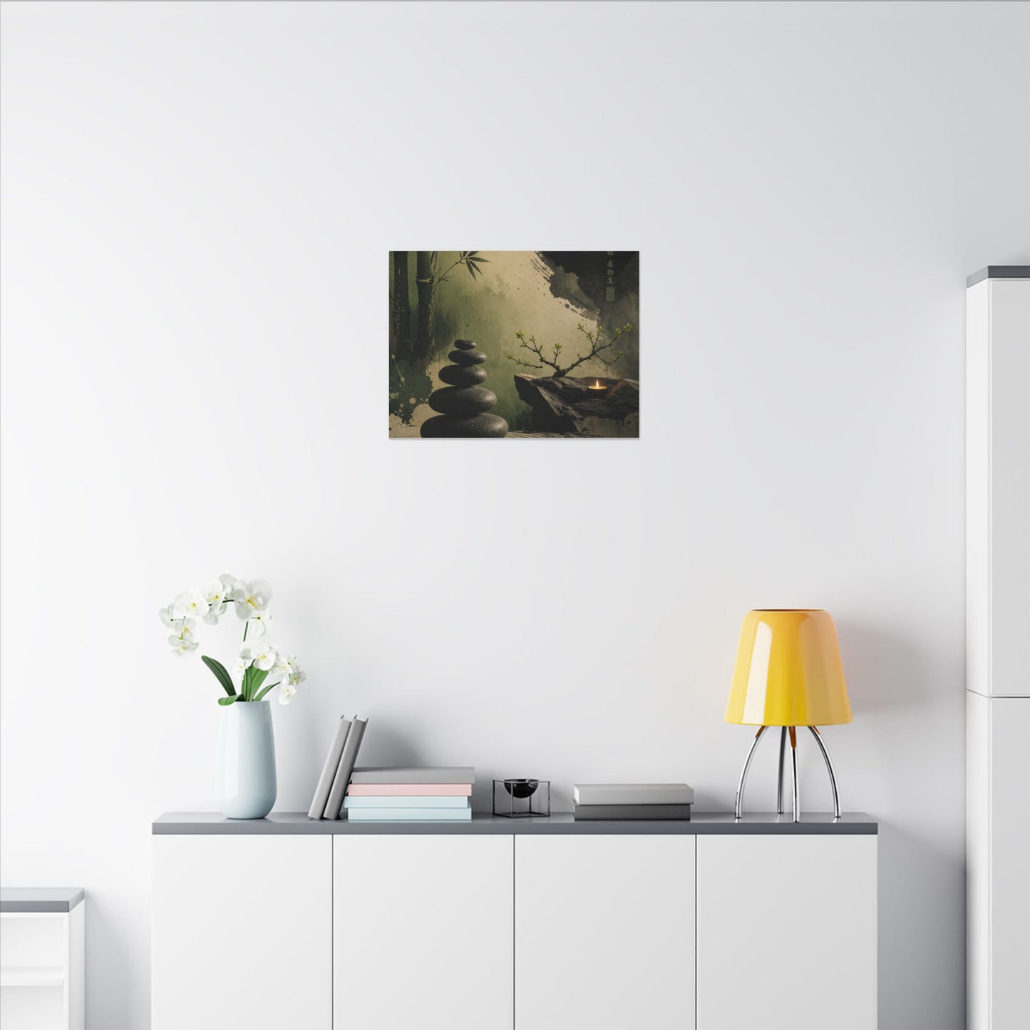 River Stones Spring Canvas Art | Zen Contemplative Design