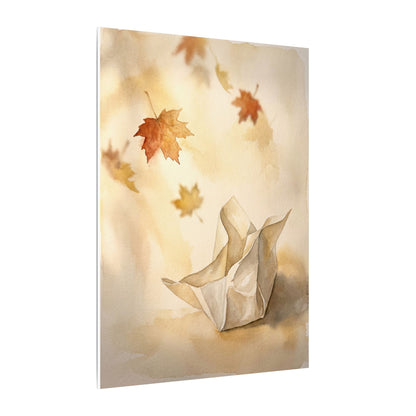 Japandi Paper Fold in Golden Hour | Watercolor Canvas Art