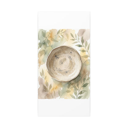 Ceramic Bowl Watercolor Canvas Art | Warm Japandi Art