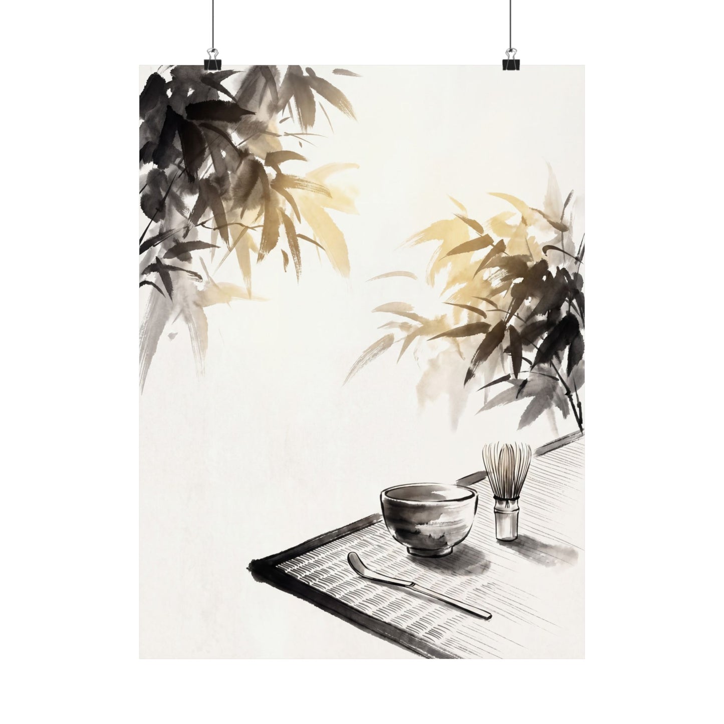 Tea Ceremony Wall Art Print | Summer Zen Sumi E Art