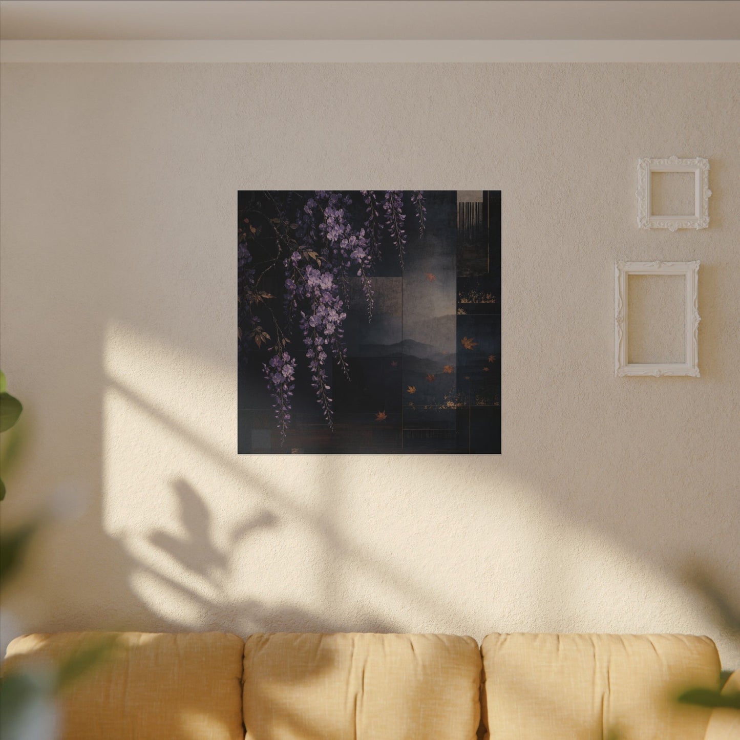 Dawn Wisteria Canvas Art - Dark Japandi Fukinsei