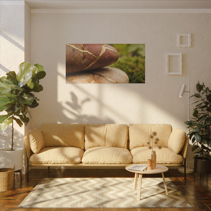 River Stones Summer Canvas Art | Kintsugi Healing Design