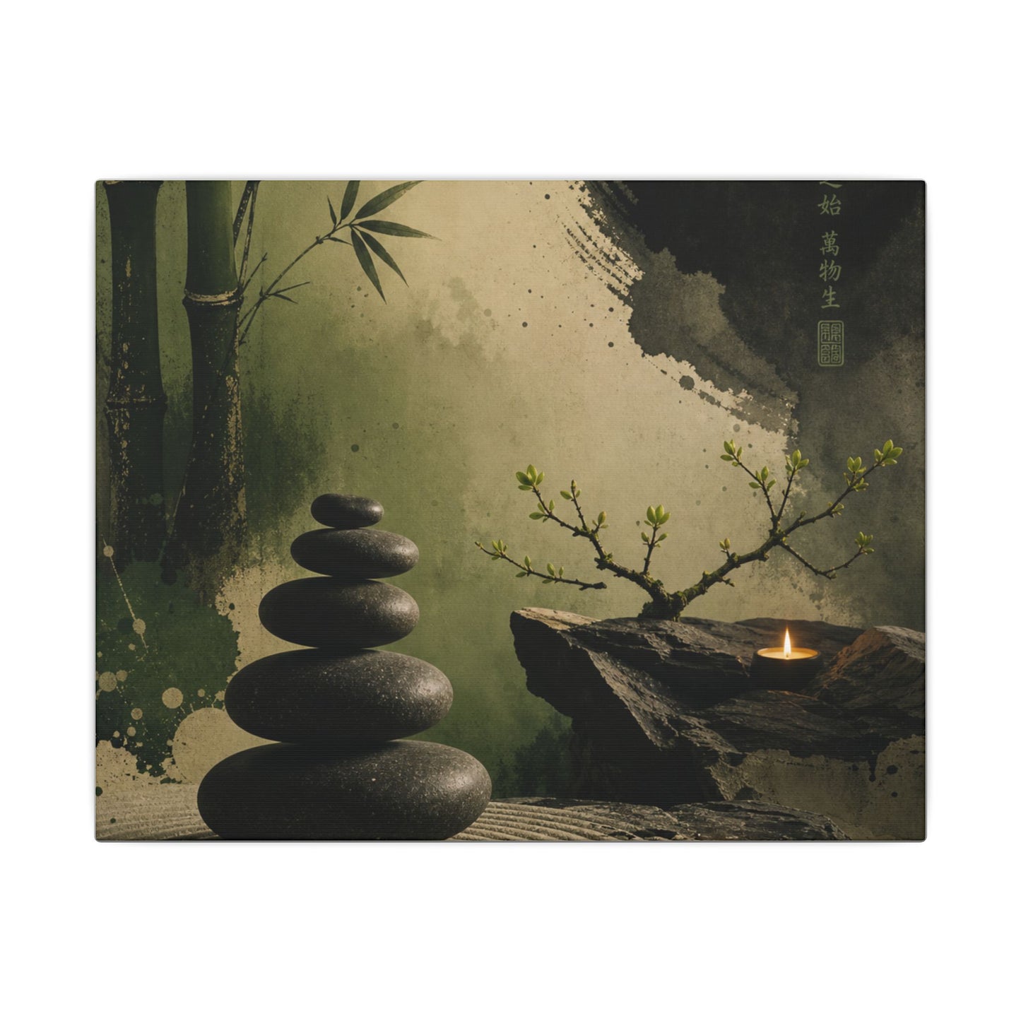 River Stones Spring Canvas Art | Zen Contemplative Design