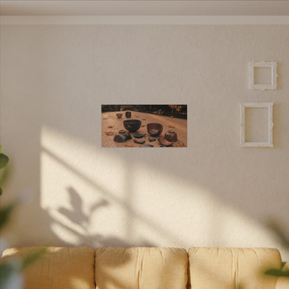 Golden Hour Tea Ceremony Canvas Art - Kintsugi Shibui