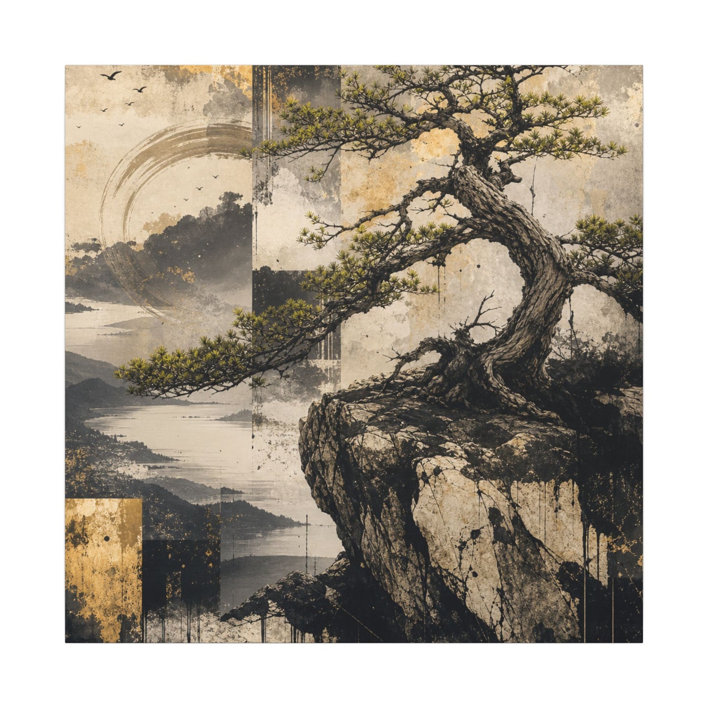 Golden Hour Pine Tree Canvas Art - Japandi Datsuzoku