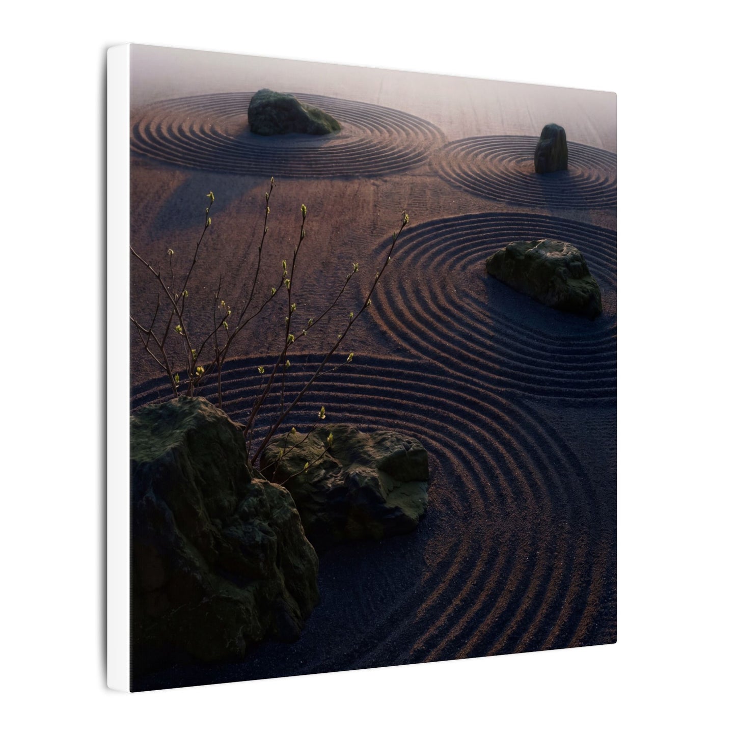 Spring Rock Garden Shadow Zen Canvas Art | Luxurious Decor