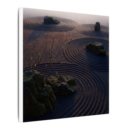 Spring Rock Garden Shadow Zen Canvas Art | Luxurious Decor