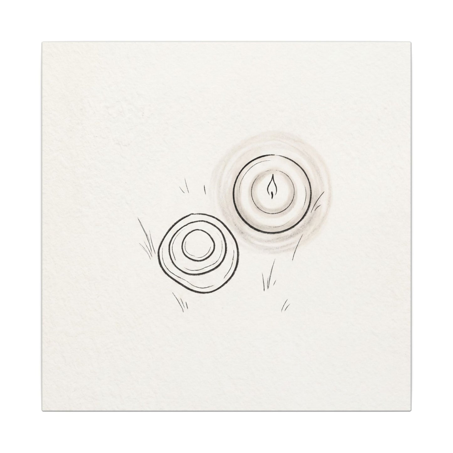 River Stones Canvas Art | Winter Japandi Minimal Line Art