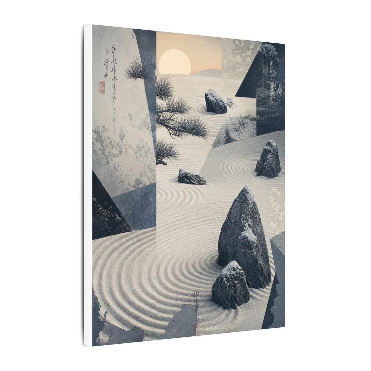 Seijaku Rock Garden Canvas Art - Zen Ukiyo E Inspired