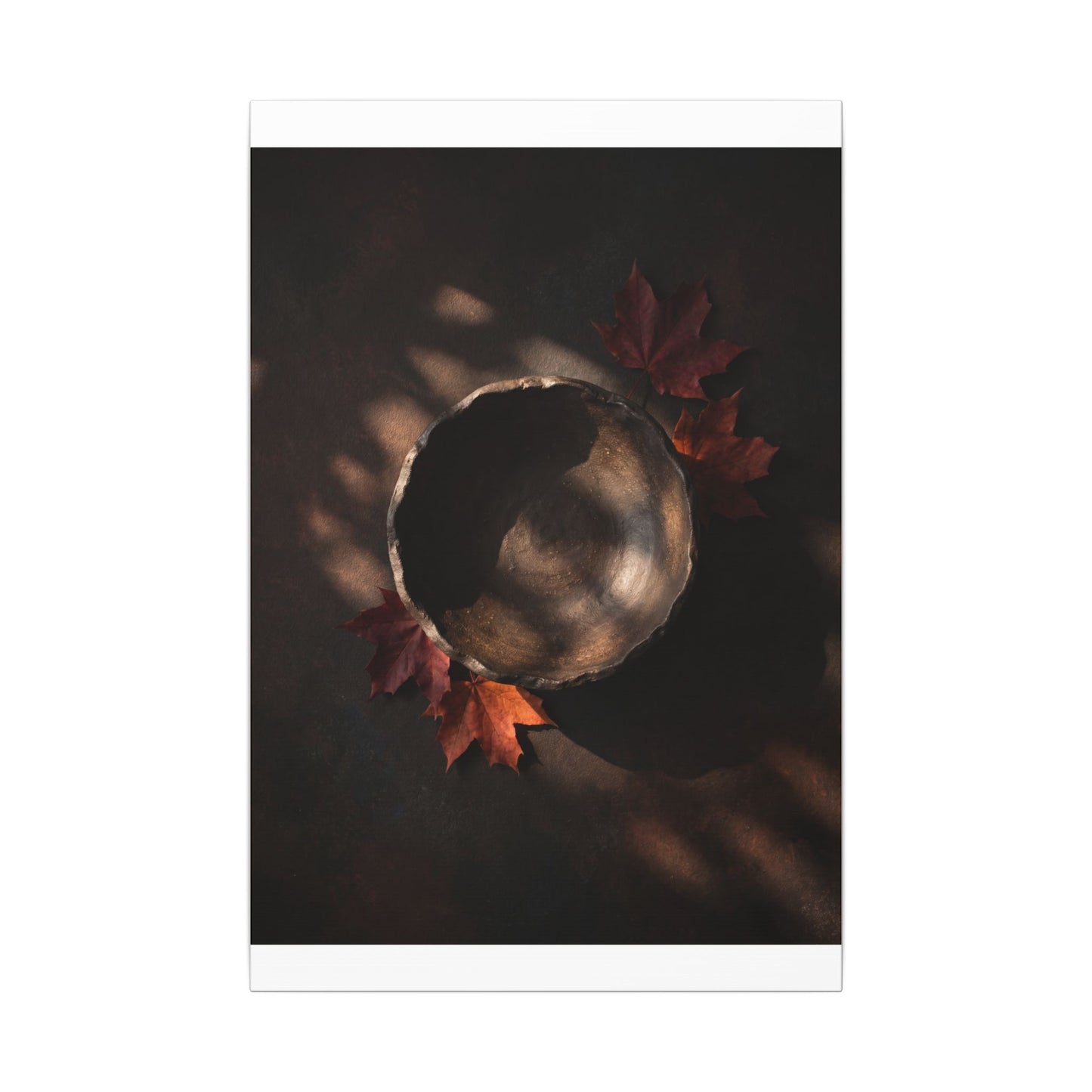 Ceramic Bowl Canvas Art | Autumn Dark Japandi Dark Texture Art