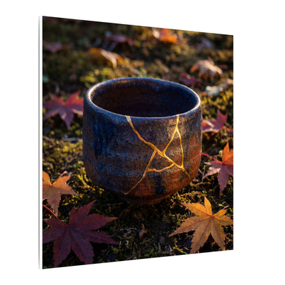 Kanso Moonlit Garden Canvas Art - Kintsugi Gold Repair
