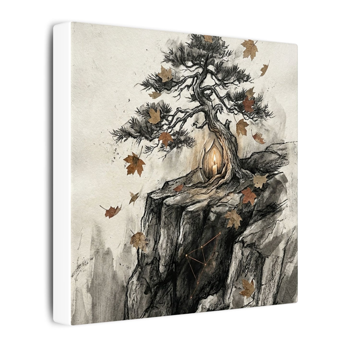Pine Tree Autumn Canvas Art | Japandi Earthy Design