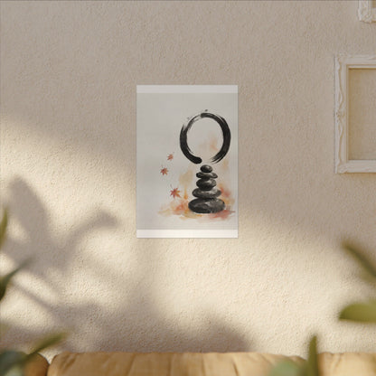 River Stones Canvas Art | Autumn Zen Enso Art