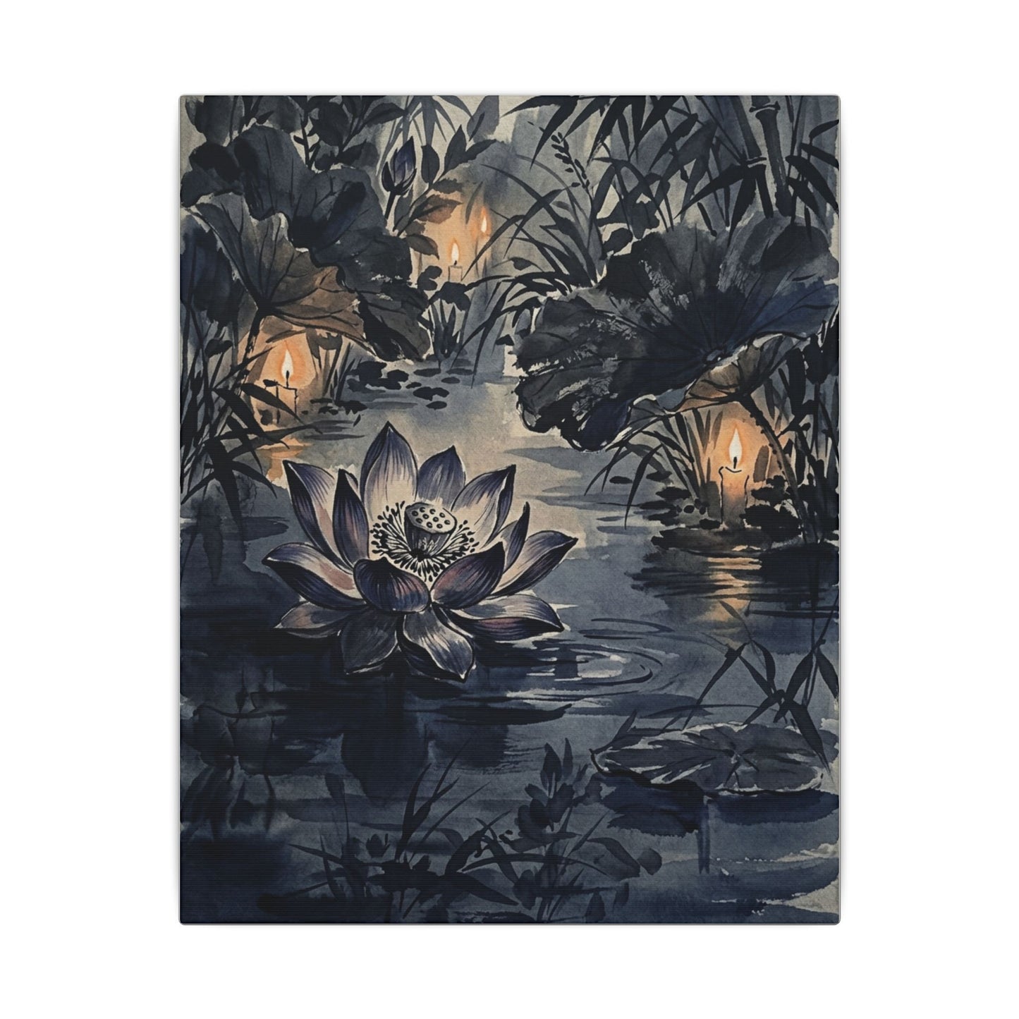 Fukinsei Lotus Flower Canvas Art - Zen Sumi E