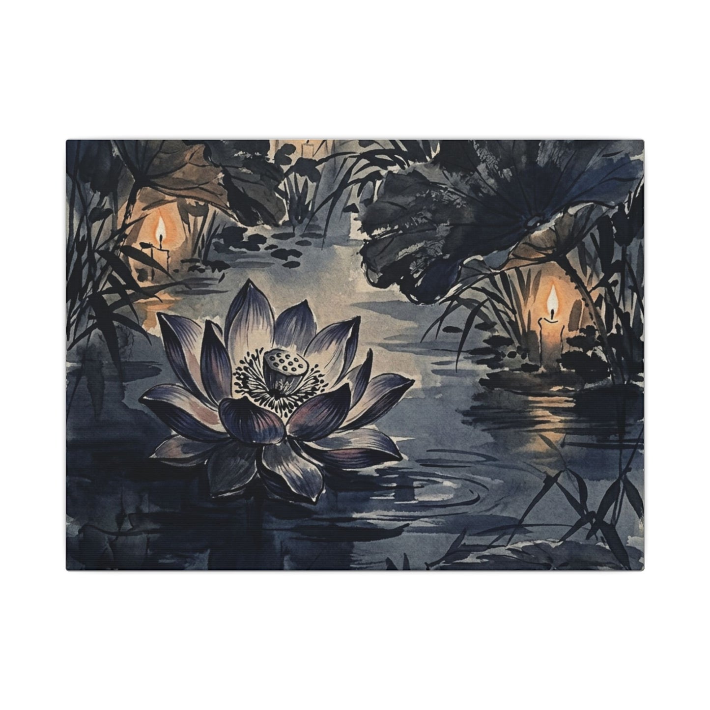 Fukinsei Lotus Flower Canvas Art - Zen Sumi E Art Print