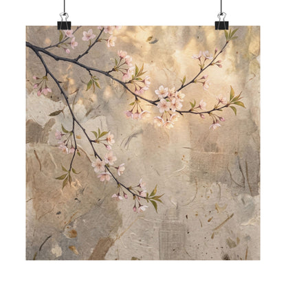 Warm Cherry Blossom Wall Art Print - Texture Japandi