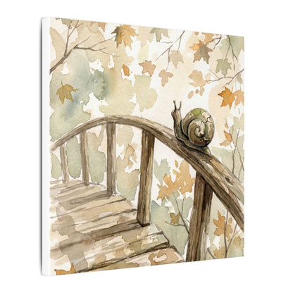 Wooden Bridge Canvas Art | Autumn Japandi Watercolor Art