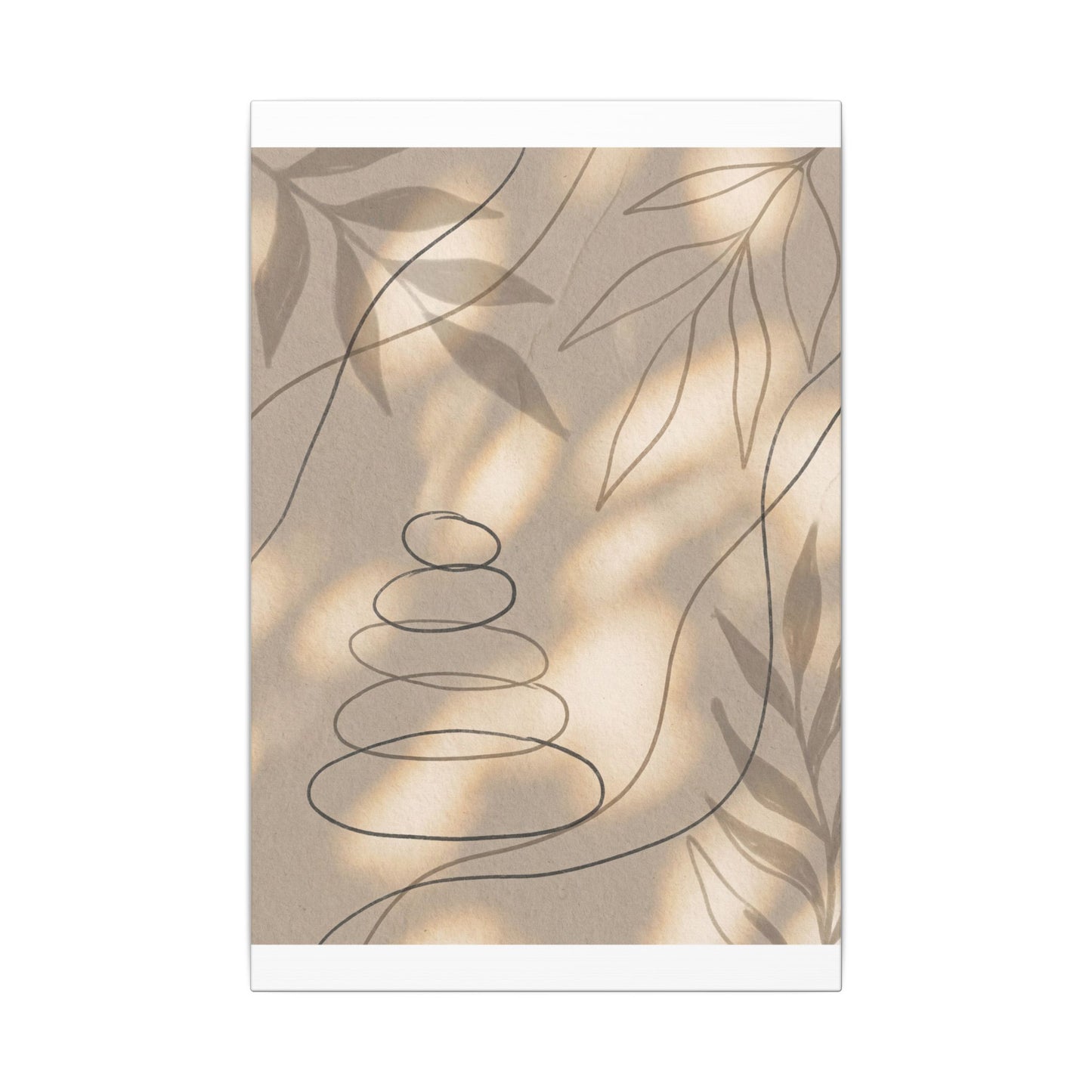 River Stones Minimal Line Canvas Art | Earthy Japandi Art