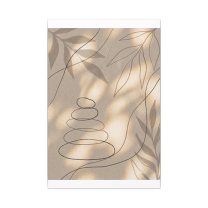 River Stones Minimal Line Canvas Art | Earthy Japandi Art