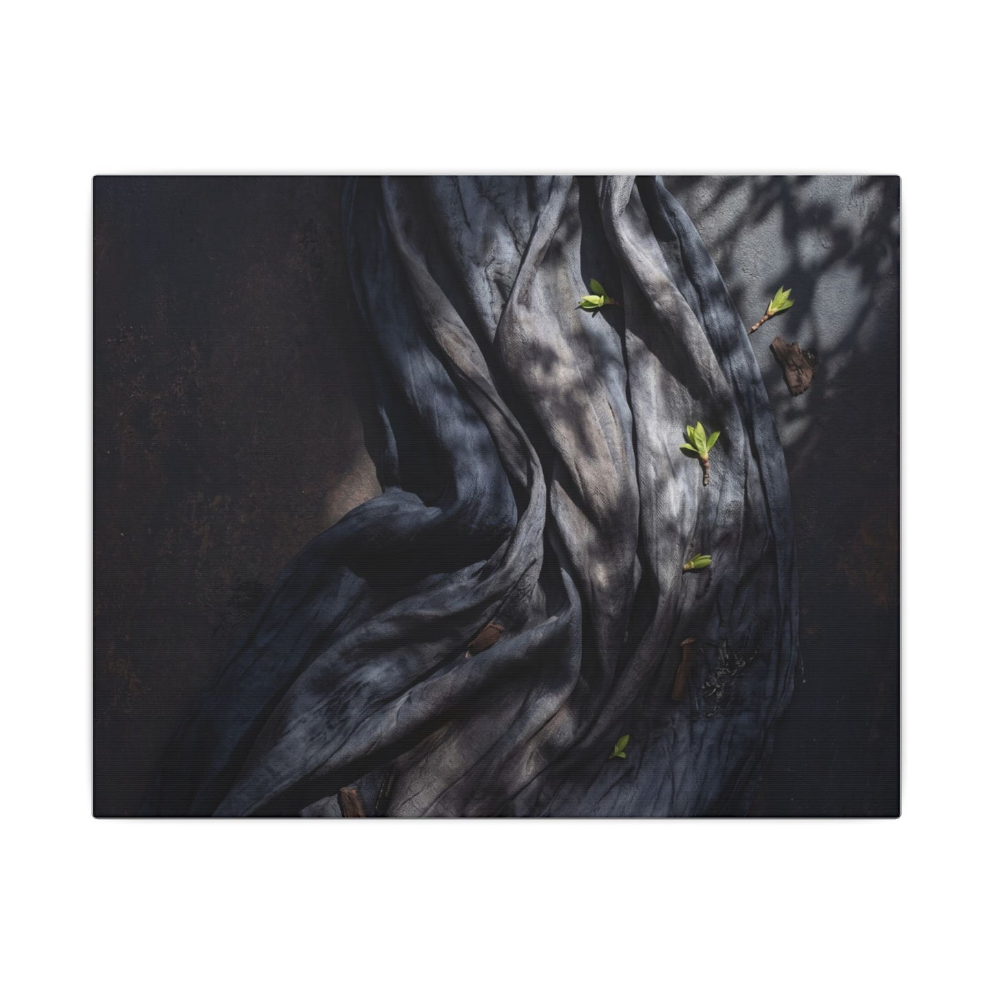 Seijaku Silk Drape Canvas Art - Dark Japandi Dark Texture